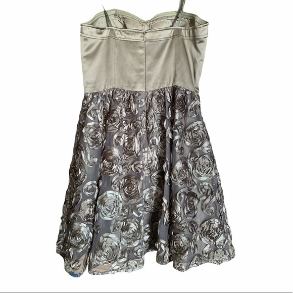 Adrianna Papell Silk Bustier Dress w/Rosettes - Picture 2 of 6